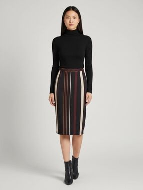 Who What Wear NWT Midi Pencil Skirt Vertical  Multi Color Stripes Unlined Size 2